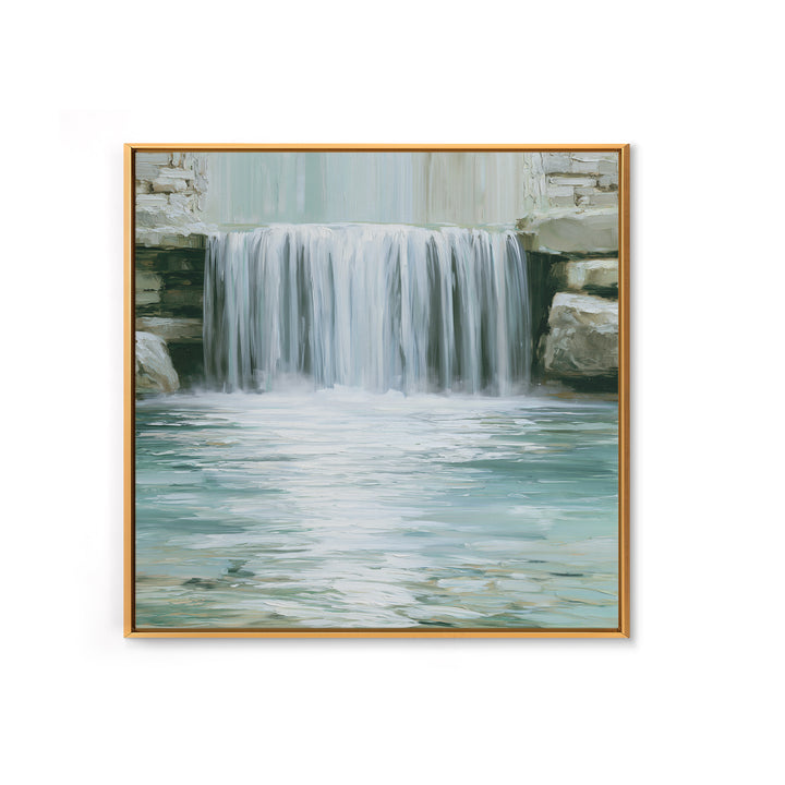 Serene Waterfall with Mist Framed Canvas Print, Spa Art, Dog Canvas, Spa Decor, Abstract Art, Serenity, Art Print, Room Decor, SPA-1x1-42