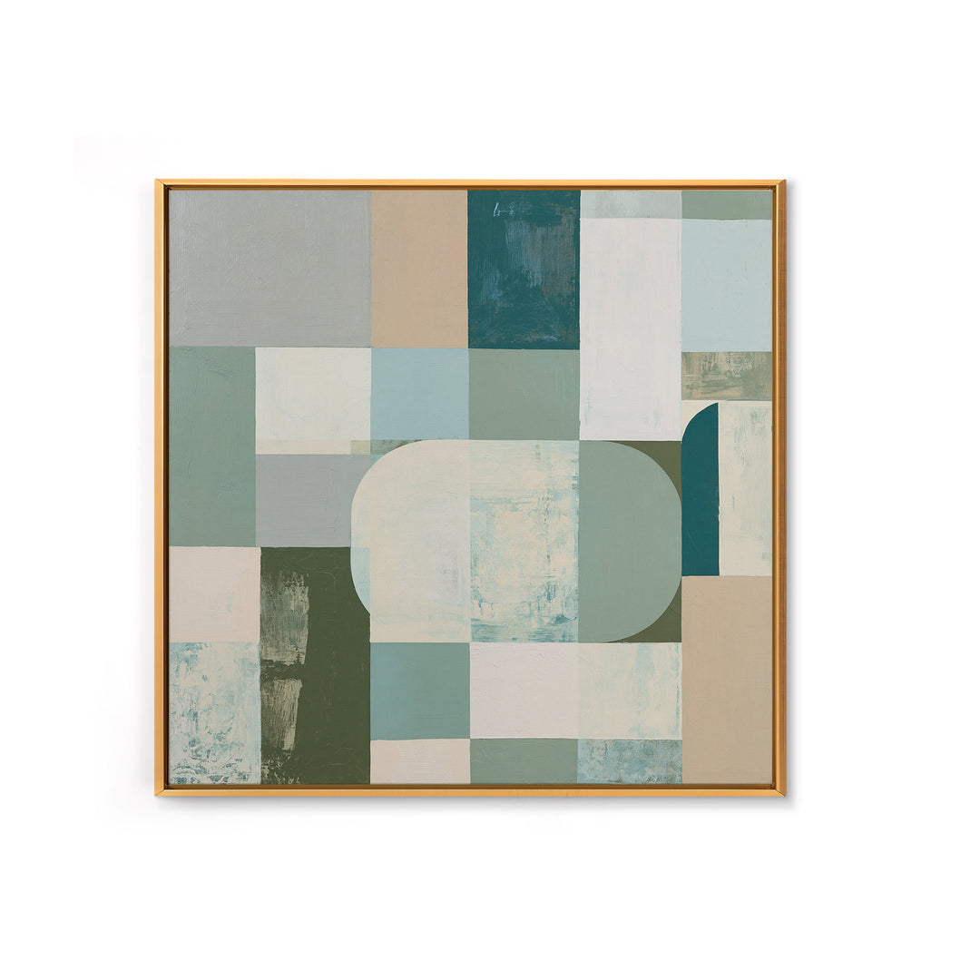 Sage and Ivory Geometric Calm Composition Canvas Print, Spa Art, Luxury Decor, Spa Decor, Abstract Art, Serenity, SPA-1x1-45