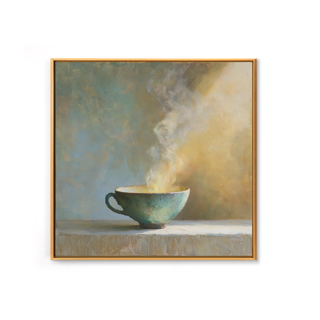 Tea Bowl and Steam Still Life Framed Canvas Print, Spa Art, Esthetician Decor, Spa Decor, Fine Art, Serenity, Room Decor, SPA-1x1-46