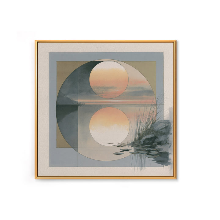 Moonlit Lake Reflection Framed Canvas Print, Spa Art, Feminine Wall Art, Spa Decor, Fine Art, Serenity, Hair Salon Wall Art, SPA-1x1-47