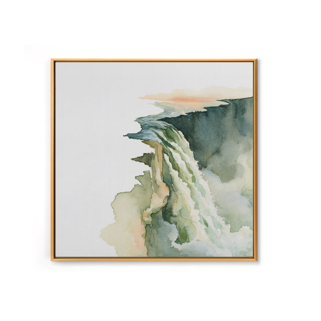 Serene Waterfall with Mist Framed Canvas Print, Spa Art, Dog Canvas, Spa Decor, Abstract Art, Serenity, Art Print, Room Decor, SPA-1x1-66