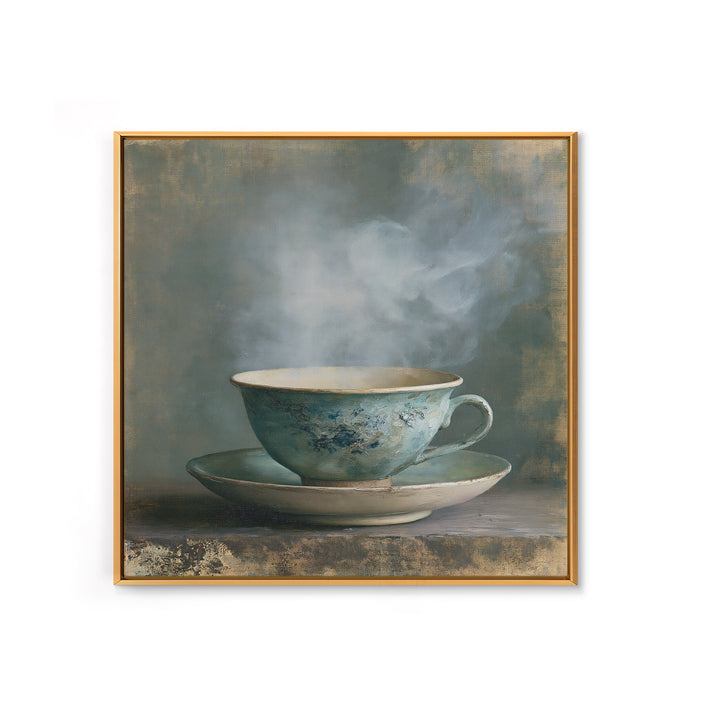 Tea Bowl and Steam Still Life Framed Canvas Print, Spa Art, Esthetician Decor, Spa Decor, Fine Art, Serenity, Room Decor, SPA-1x1-70