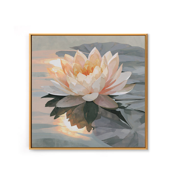 Lotus Flower Floating on Still Pond Canvas Print, Spa Art, Spa Wall Art, Spa Decor, Watercolor Art, Serenity, SPA-1x1-76