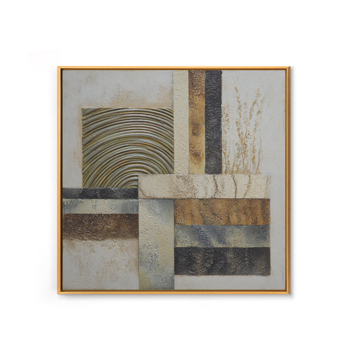 Sage and Ivory Geometric Calm Composition Framed Canvas Print, Spa Art, Wall Art, Spa Decor, Abstract Art, Serenity, SPA-1x1-93