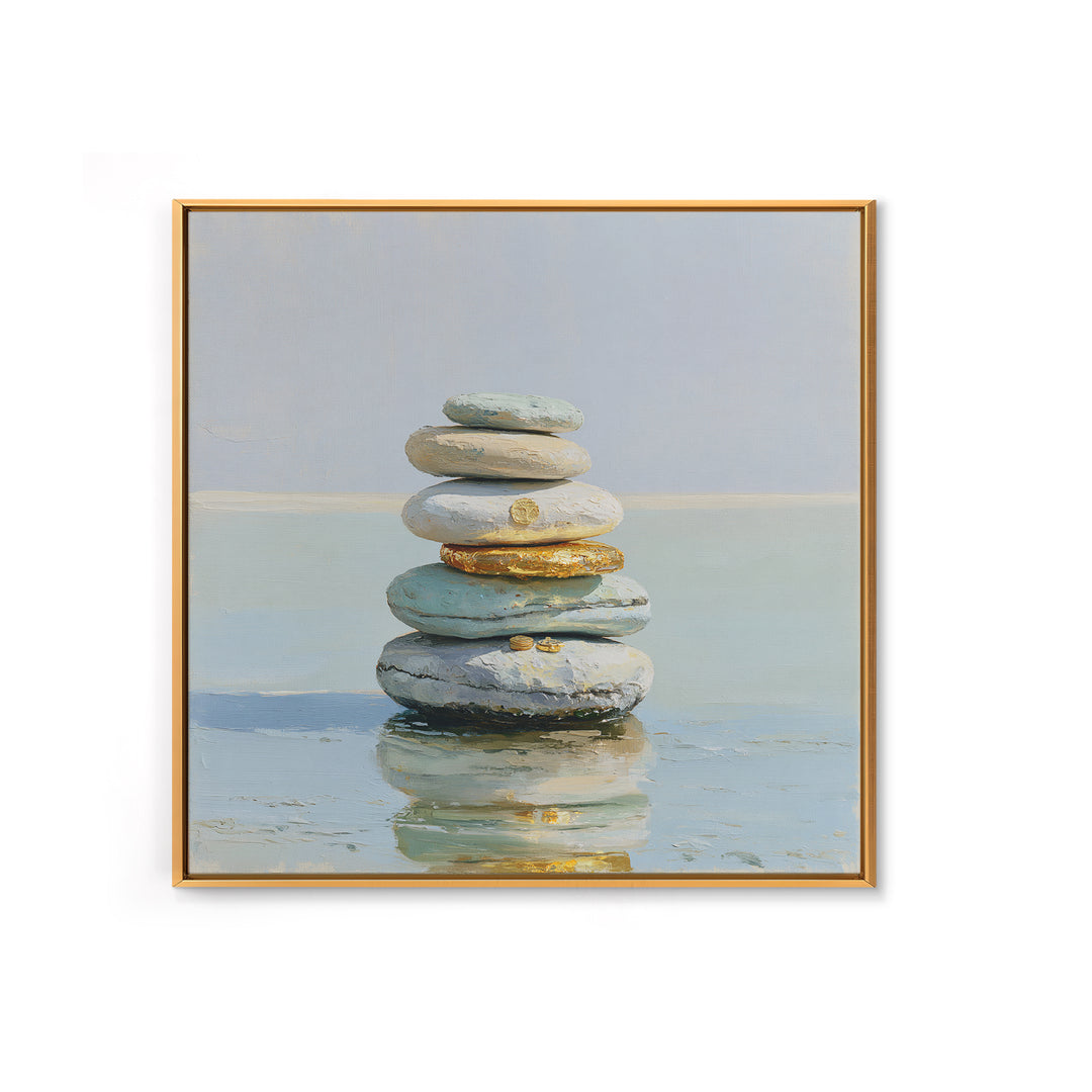 Stacked Stones Beside Calm Water Canvas Print, Spa Art, Black Woman Art, Spa Decor, Oil Painting, Serenity, Modern Home Decor, SPA-1x1-97