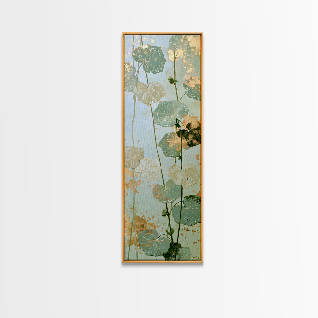 Rain on Leaves Canvas Print, Spa Art, Esthetician Decor, Spa Decor, Fine Art, Serenity, Room Decor, Textured Painting, SPA-1x3-100