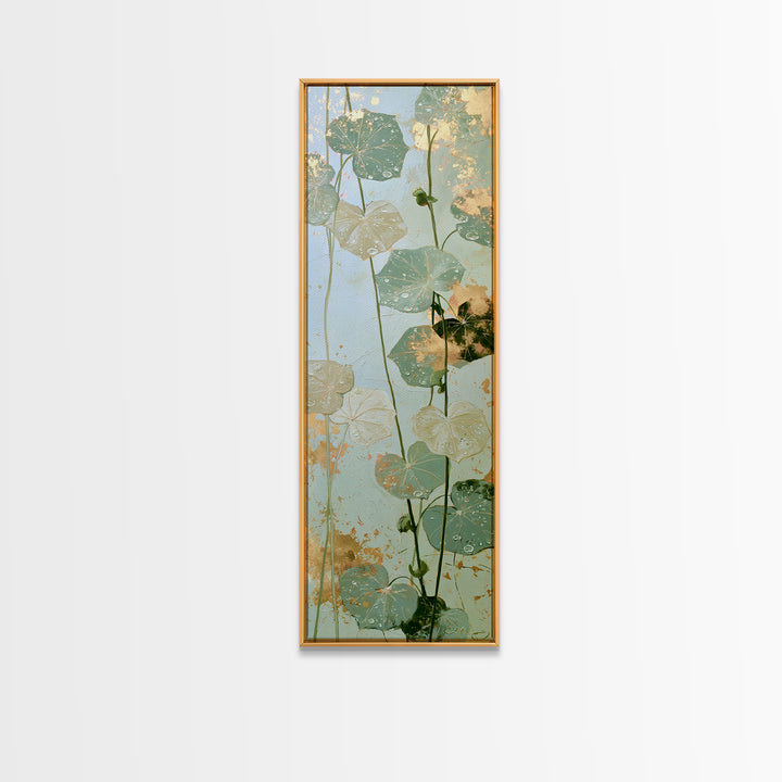 Rain on Leaves Canvas Print, Spa Art, Esthetician Decor, Spa Decor, Fine Art, Serenity, Room Decor, Textured Painting, SPA-1x3-100