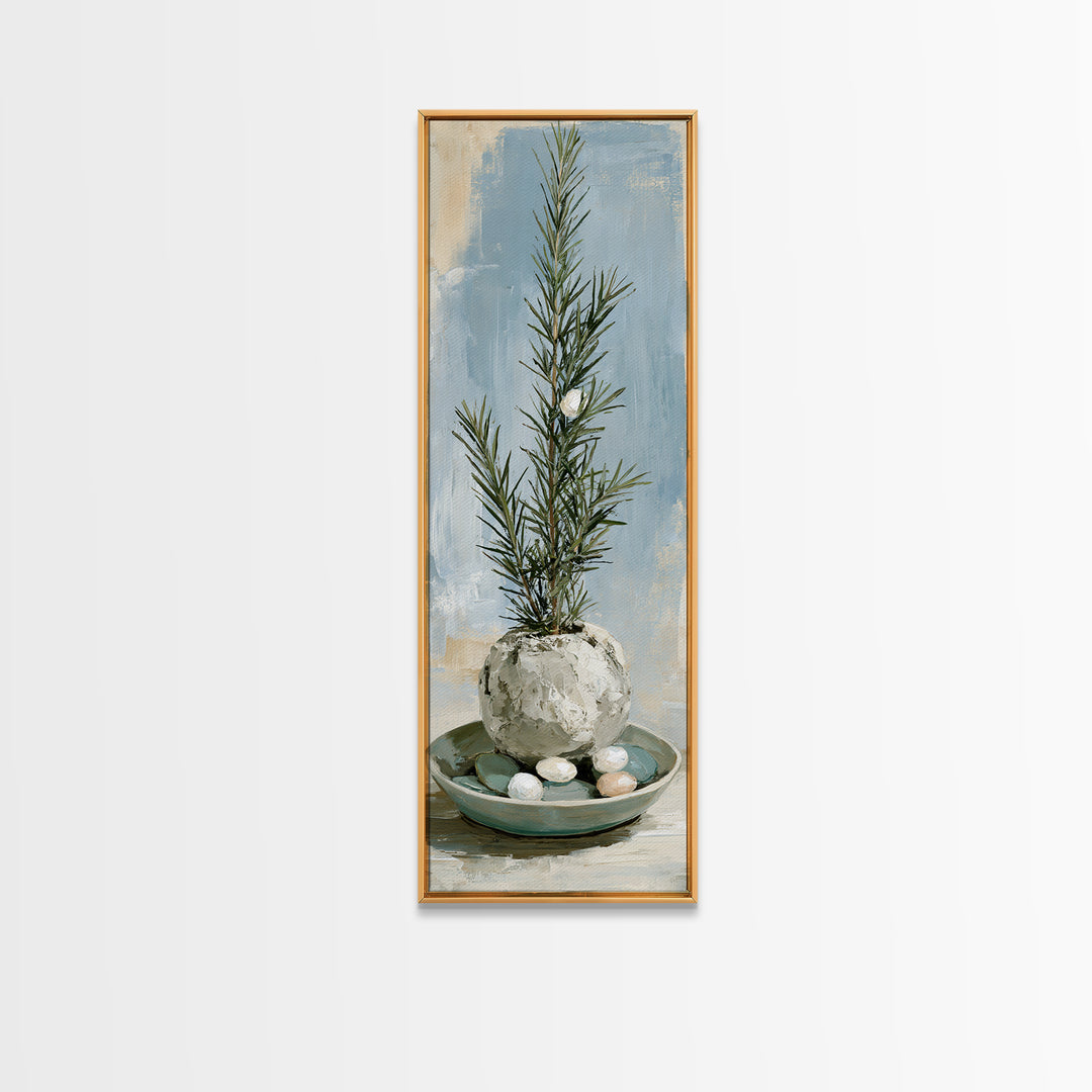 Botanical Herbal Arrangement Canvas Print, Spa Art, Tarot Card Art, Spa Decor, Watercolor Art, Serenity, Textured Painting, SPA-1x3-2