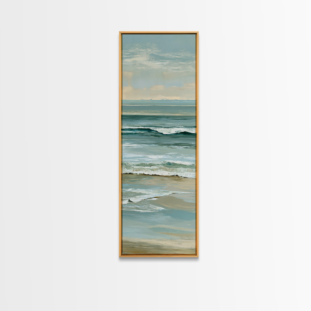 Coastal Horizon in Muted Spa Blues Canvas Print, Spa Art, Esthetician Decor, Spa Decor, Oil Painting, Serenity, Room Decor, SPA-1x3-22