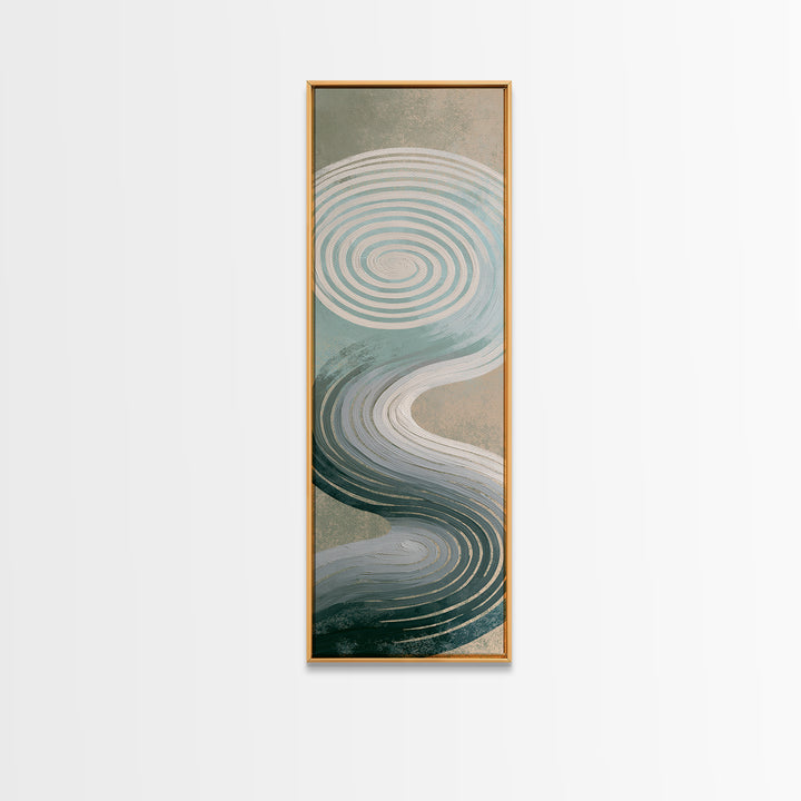Sand Garden Lines Framed Canvas Print, Spa Art, Spa Decor, Oil Painting, Serenity, Minimalist Art, Feminine Wall Art, SPA-1x3-24