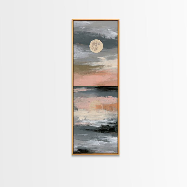 Moonlit Lake Reflection Canvas Print, Spa Art, Abstract, Spa Decor, Watercolor Art, Serenity, City Art, Spa Wall Art, SPA-1x3-35