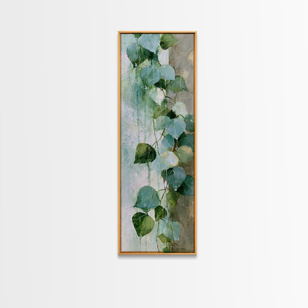 Rain on Leaves Framed Canvas Print, Spa Art, Travel Poster, Spa Decor, Fine Art, Serenity, Salon Decor, City Art, Spa Wall Art, SPA-1x3-52