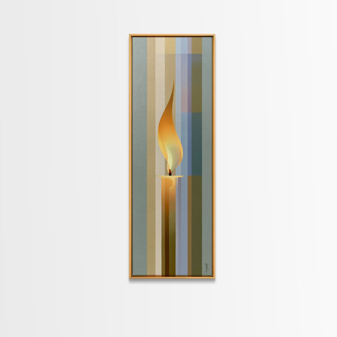 Warm Candle Flame Framed Canvas Print, Spa Art, Wall Art, Spa Decor, Oil Painting, Serenity, Dog Wall Art, Abstract Print, SPA-1x3-69
