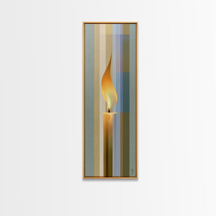 Warm Candle Flame Framed Canvas Print, Spa Art, Wall Art, Spa Decor, Oil Painting, Serenity, Dog Wall Art, Abstract Print, SPA-1x3-69