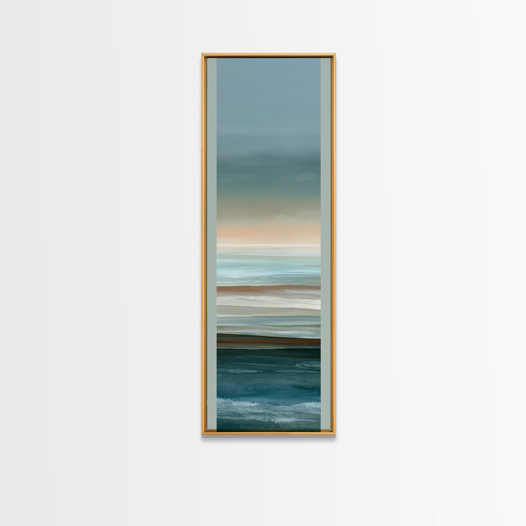 Coastal Horizon in Muted Spa Blues Framed Canvas Print, Spa Art, Modern Decor, Spa Decor, Fine Art, Serenity, Wall Decor, SPA-1x3-70