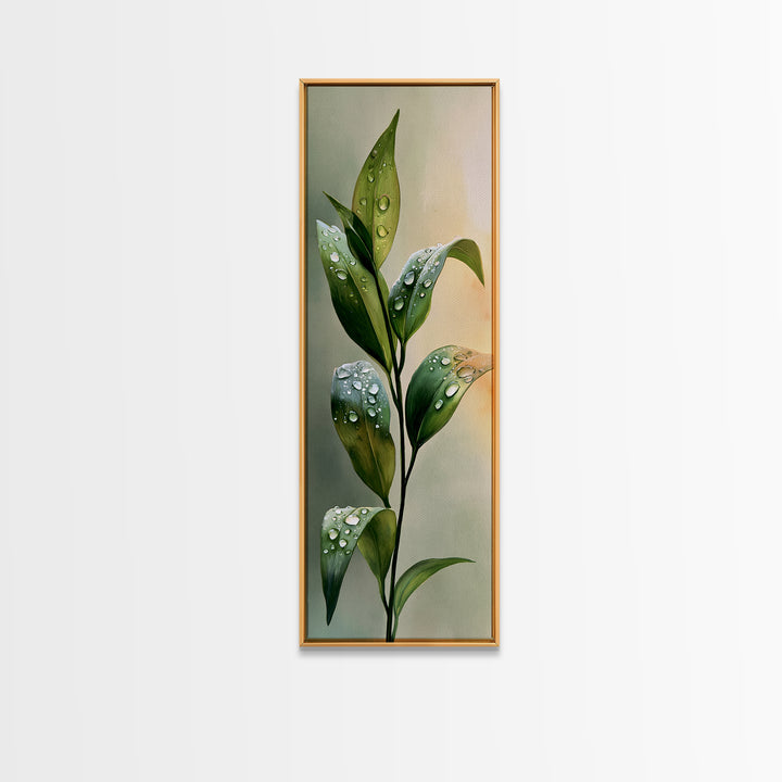 Rain on Leaves Framed Canvas Print, Spa Art, Dog Groomer Gifts, Spa Decor, Oil Painting, Serenity, Fine Art Print, SPA-1x3-76