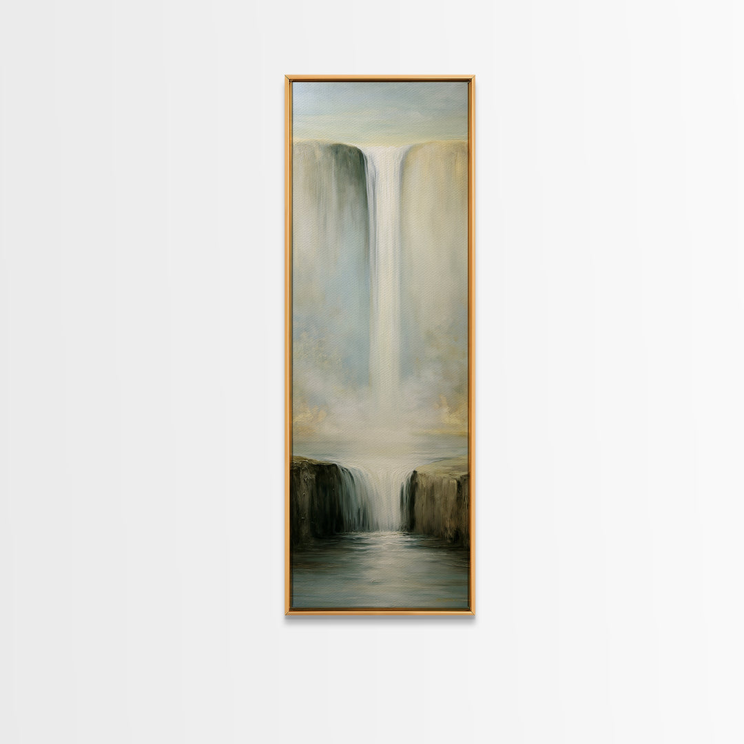 Serene Waterfall with Mist Canvas Print, Spa Art, Statement Artwork, Spa Decor, Fine Art, Serenity, Printable Wall Art, SPA-1x3-78