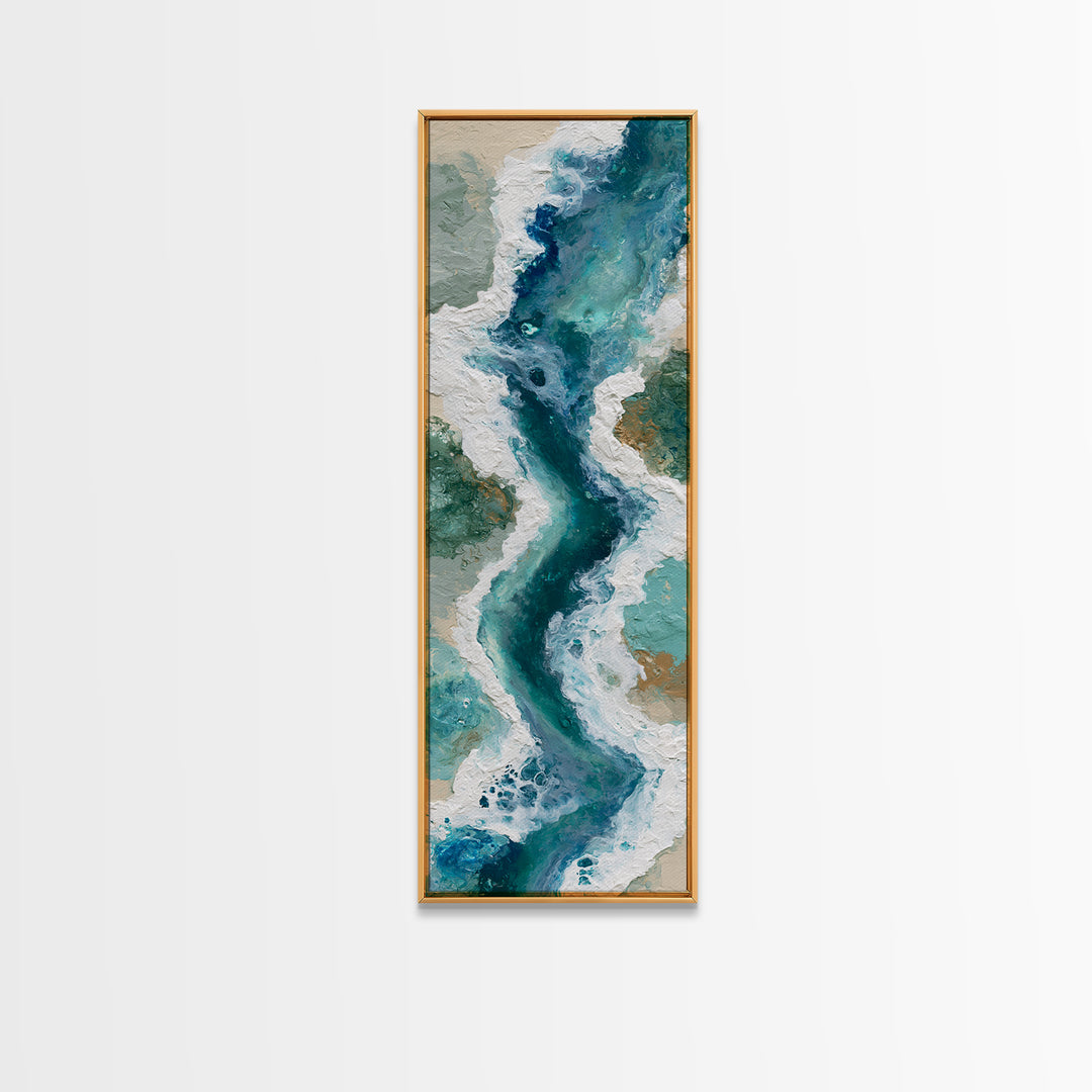 Blue Lagoon Water Seen from Above Framed Canvas Print, Spa Art, Minimalist Decor, Spa Decor, Fine Art, Serenity, SPA-1x3-8