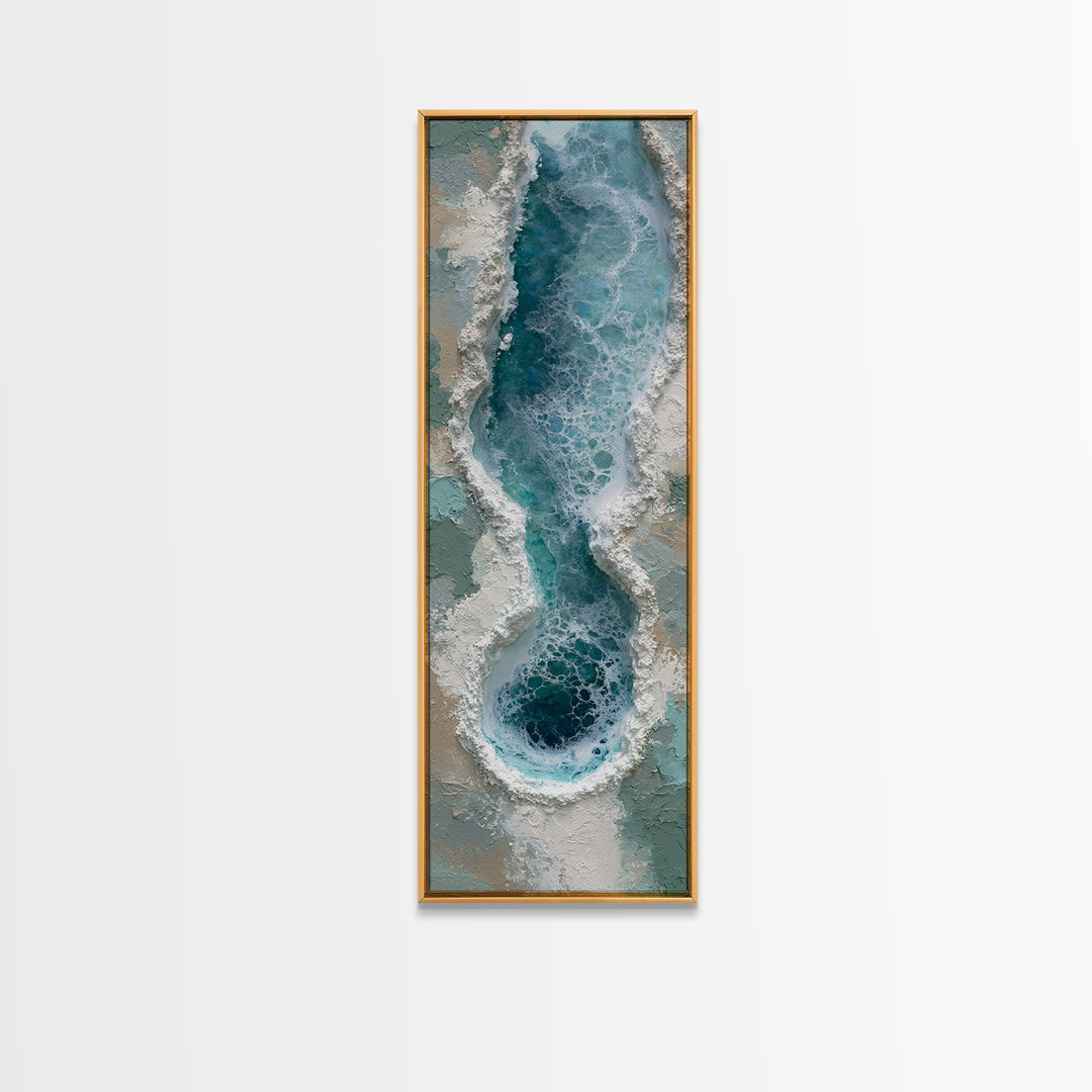 Blue Lagoon Water Seen from Above Framed Canvas Print, Spa Art, Salon Decor, Spa Decor, Fine Art, Serenity, Statement Artwork, SPA-1x3-80