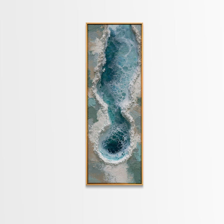 Blue Lagoon Water Seen from Above Framed Canvas Print, Spa Art, Salon Decor, Spa Decor, Fine Art, Serenity, Statement Artwork, SPA-1x3-80