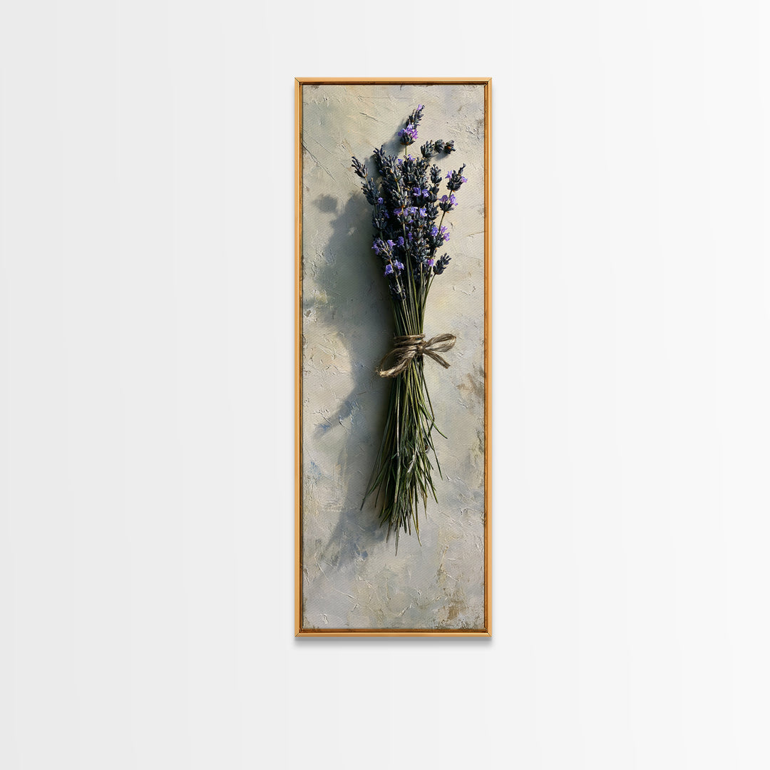 Lavender Bundle with Soft Shadow Framed Canvas Print, Spa Art, Boho Decor, Spa Decor, Oil Painting, Serenity, Printable Art, SPA-1x3-91