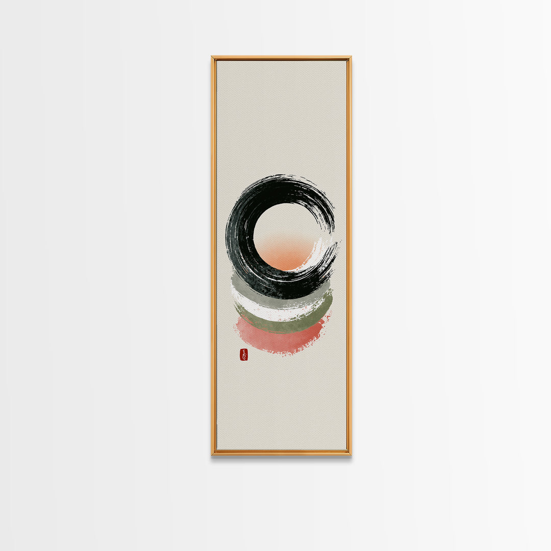 Minimal Zen Circle Brushstroke Framed Canvas Print, Spa Art, Teen Girl Room Decor, Spa Decor, Fine Art, Serenity, Luxury Decor, SPA-1x3-92