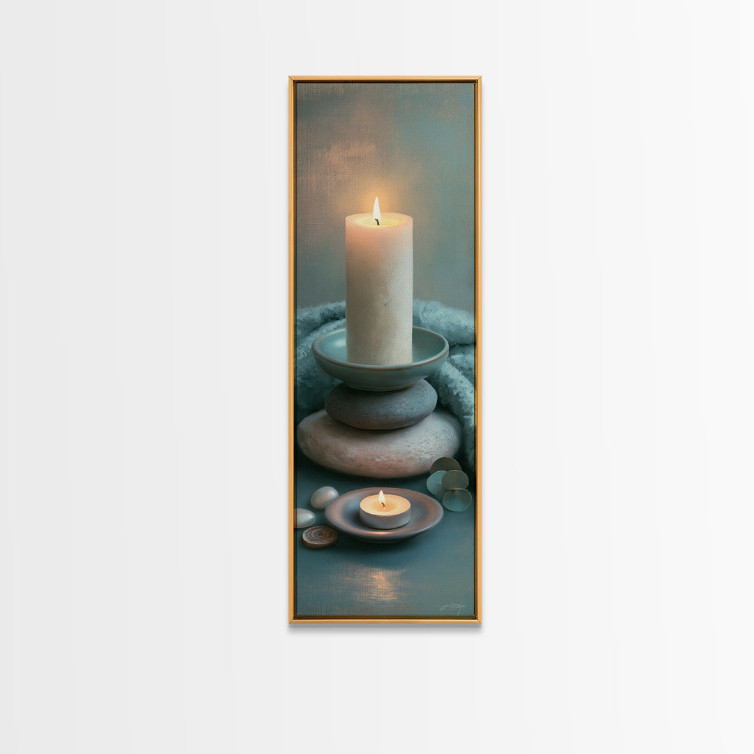 Warm Candle Flame Canvas Print, Spa Art, Wall Art Print, Spa Decor, Fine Art, Serenity, Animal Art, Modern Home Decor, SPA-1x3-93