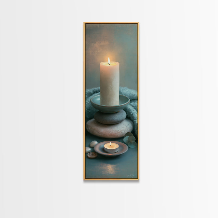 Warm Candle Flame Canvas Print, Spa Art, Wall Art Print, Spa Decor, Fine Art, Serenity, Animal Art, Modern Home Decor, SPA-1x3-93