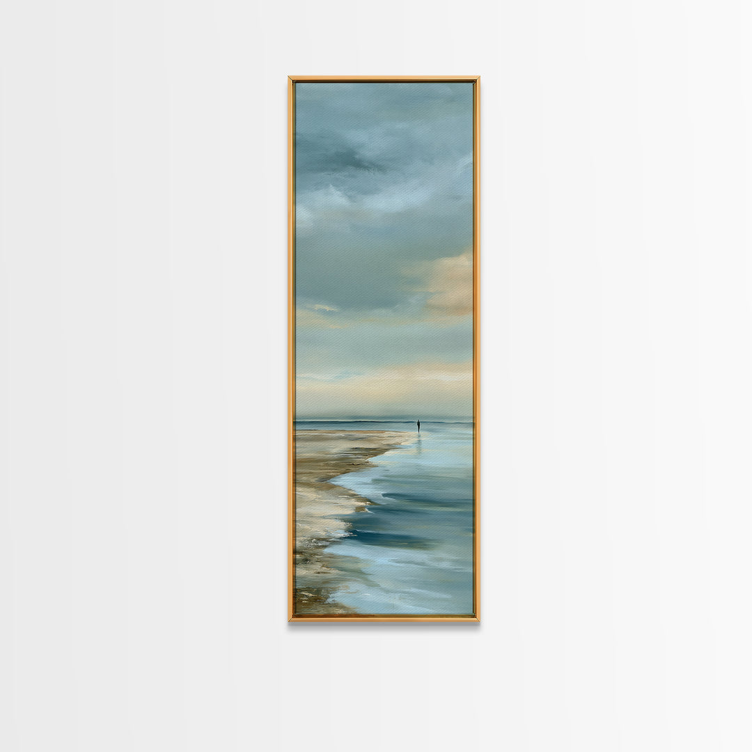 Coastal Horizon in Muted Spa Blues Canvas Print, Spa Art, Art Print, Spa Decor, Serenity, Botanical Art, Nature Prints, SPA-1x3-94