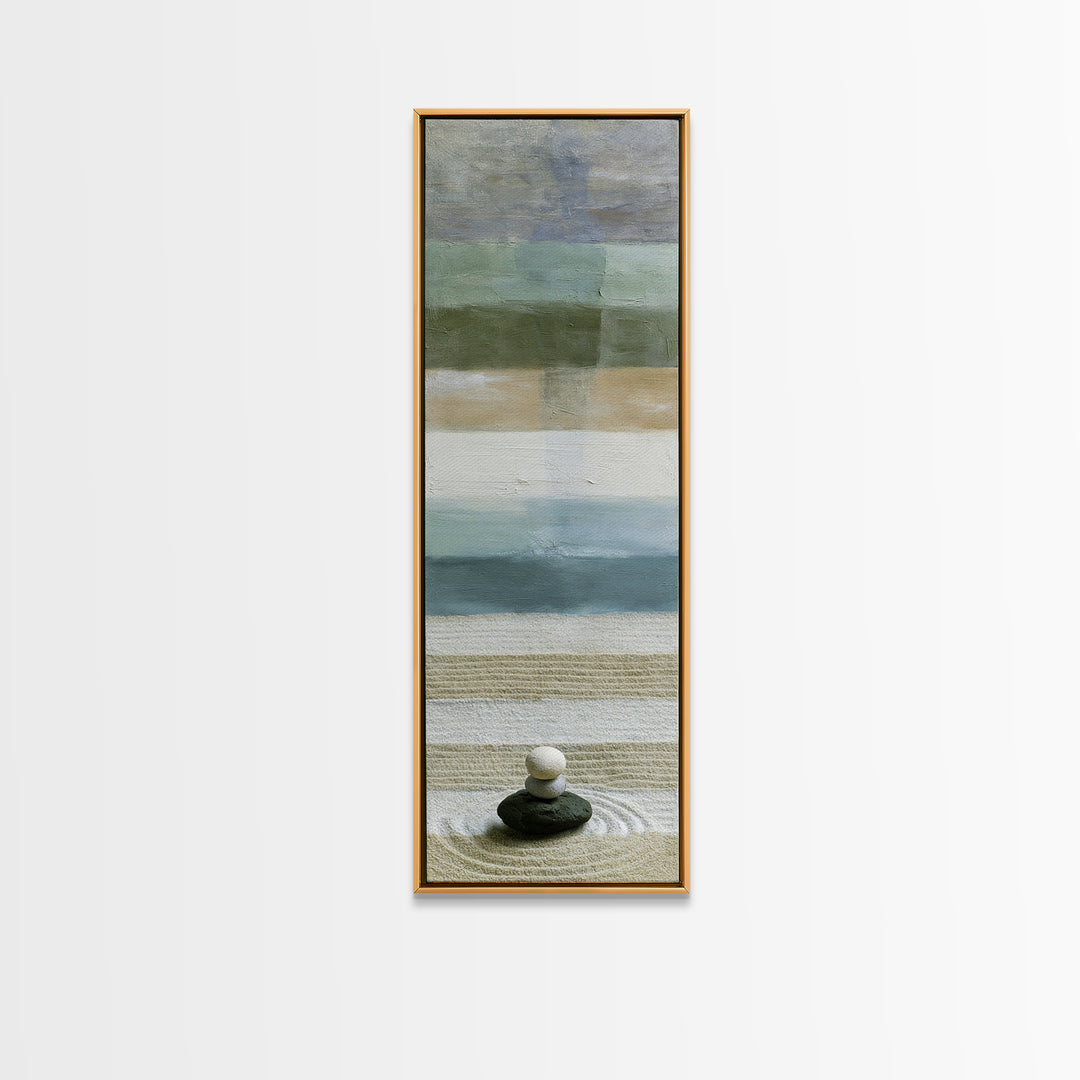 Sand Garden Lines Framed Canvas Print, Spa Art, Dog Canvas, Spa Decor, Fine Art, Serenity, Art Print, Room Decor, SPA-1x3-96