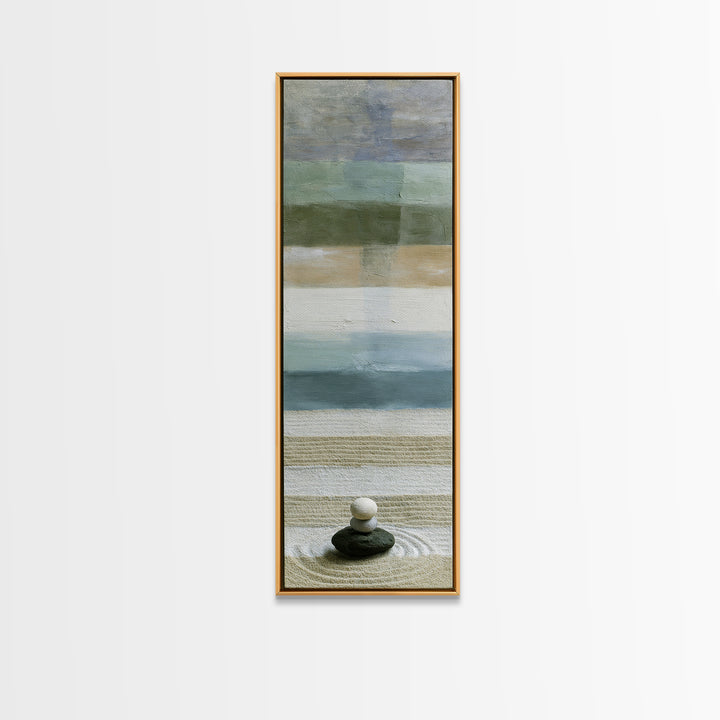Sand Garden Lines Framed Canvas Print, Spa Art, Dog Canvas, Spa Decor, Fine Art, Serenity, Art Print, Room Decor, SPA-1x3-96