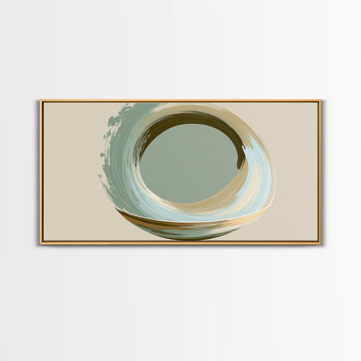 Minimal Zen Circle Brushstroke Framed Canvas Print, Spa Art, Salon Decor, Spa Decor, Fine Art, Serenity, Statement Artwork, SPA-2x1-100