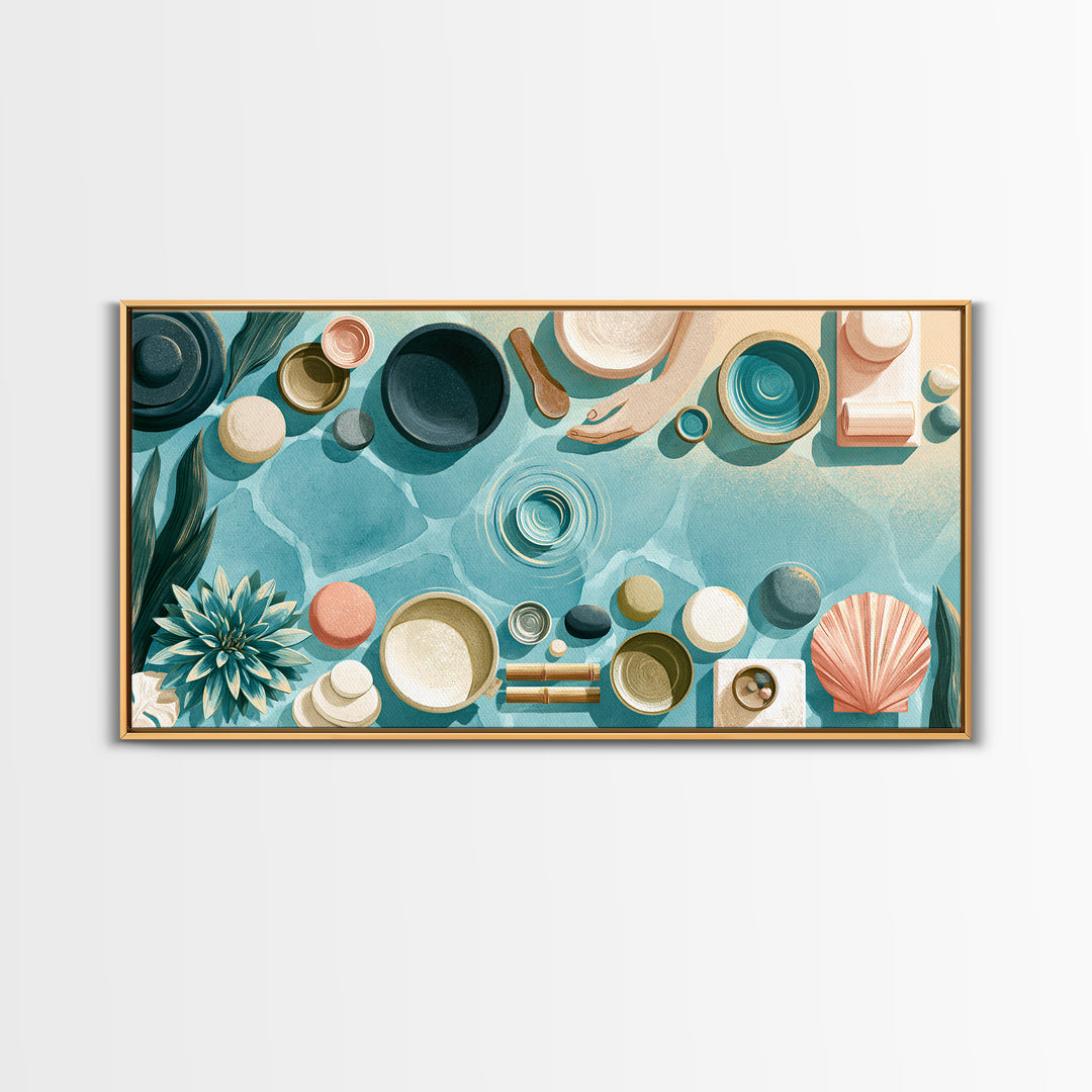Blue Lagoon Water Seen from Above Framed Canvas Print, Spa Art, Fine Art Print, Spa Decor, Fine Art, Serenity, Wall Decor, SPA-2x1-16