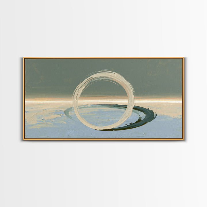 Minimal Zen Circle Brushstroke Framed Canvas Print, Spa Art, Minimalist Decor, Spa Decor, Fine Art, Serenity, Contemporary Art, SPA-2x1-28