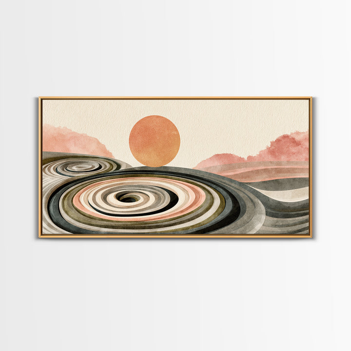 Sand Garden Lines Canvas Print, Spa Art, Wall Art, Spa Decor, Watercolor Art, Serenity, Dog Wall Art, Abstract Print, SPA-2x1-32