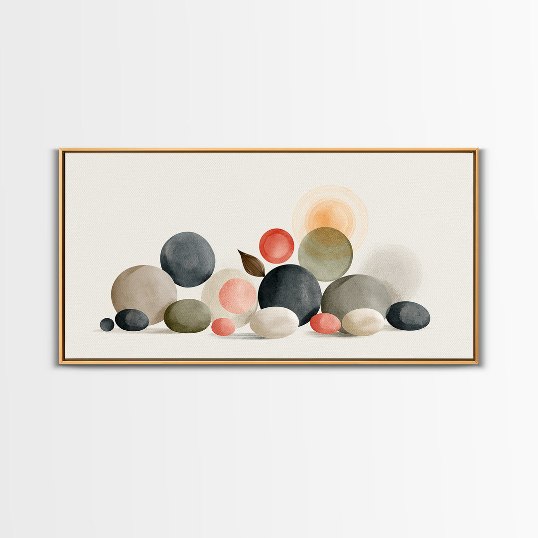 Pebble Texture Abstract Framed Canvas Print, Spa Art, Wall Art, Spa Decor, Abstract Art, Serenity, Dog Wall Art, Abstract Print, SPA-2x1-35