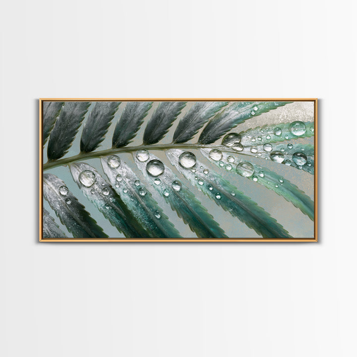 Fern Leaf Closeup Framed Canvas Print, Spa Art, Feminine Wall Art, Spa Decor, Fine Art, Serenity, Hair Salon Wall Art, SPA-2x1-55