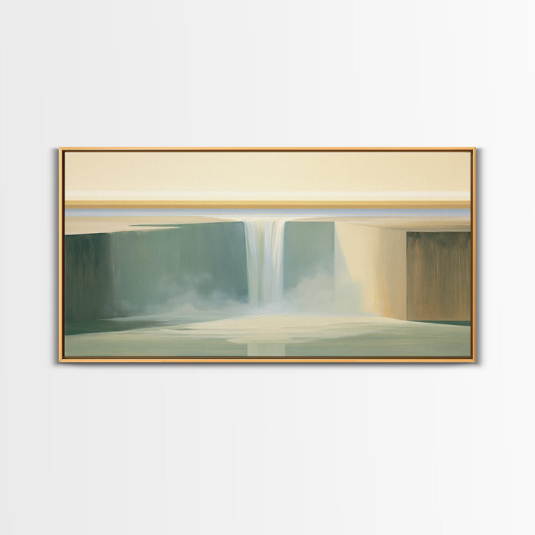 Serene Waterfall with Mist Canvas Print, Spa Art, Wall Art, Spa Decor, Oil Painting, Serenity, Dog Wall Art, Abstract Print, SPA-2x1-62