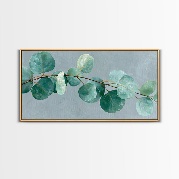 Eucalyptus Branch in Soft Green Watercolor Canvas Print, Spa Art, Dog Canvas, Spa Decor, Fine Art, Serenity, Art Print, SPA-2x1-71