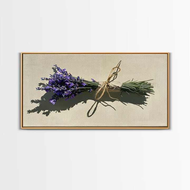 Lavender Bundle with Soft Shadow Framed Canvas Print, Spa Art, Art Print, Spa Decor, Fine Art, Serenity, Botanical Art, SPA-2x1-75