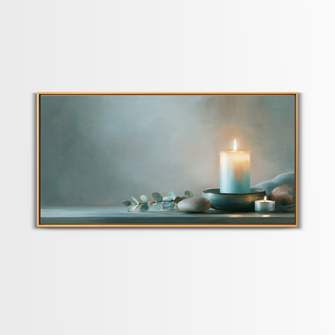 Warm Candle Flame Canvas Print, Spa Art, Abstract Print, Spa Decor, Oil Painting, Serenity, Esthetician Decor, Tarot Card Art, SPA-2x1-77