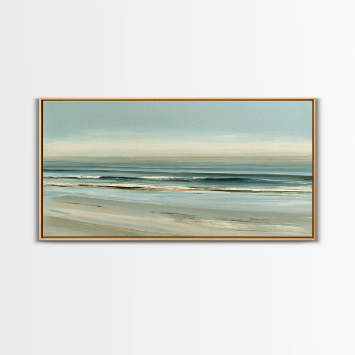 Coastal Horizon in Muted Spa Blues Canvas Print, Spa Art, Printable Wall Art, Spa Decor, Fine Art, Serenity, Feminine Wall Art, SPA-2x1-78