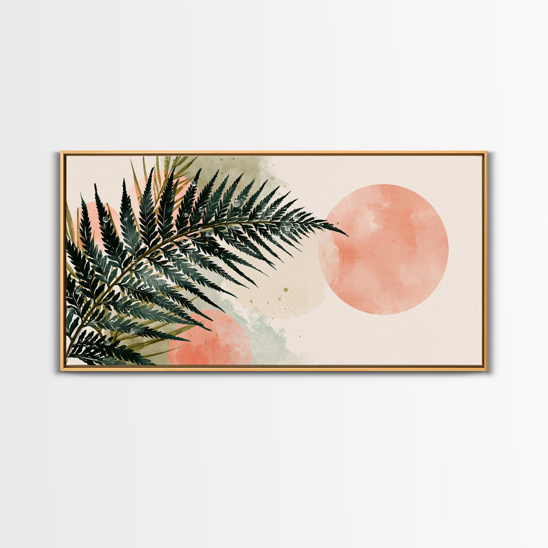 Fern Leaf Closeup Framed Canvas Print, Spa Art, Tarot Card Art, Spa Decor, Watercolor Art, Serenity, Textured Painting, SPA-2x1-79