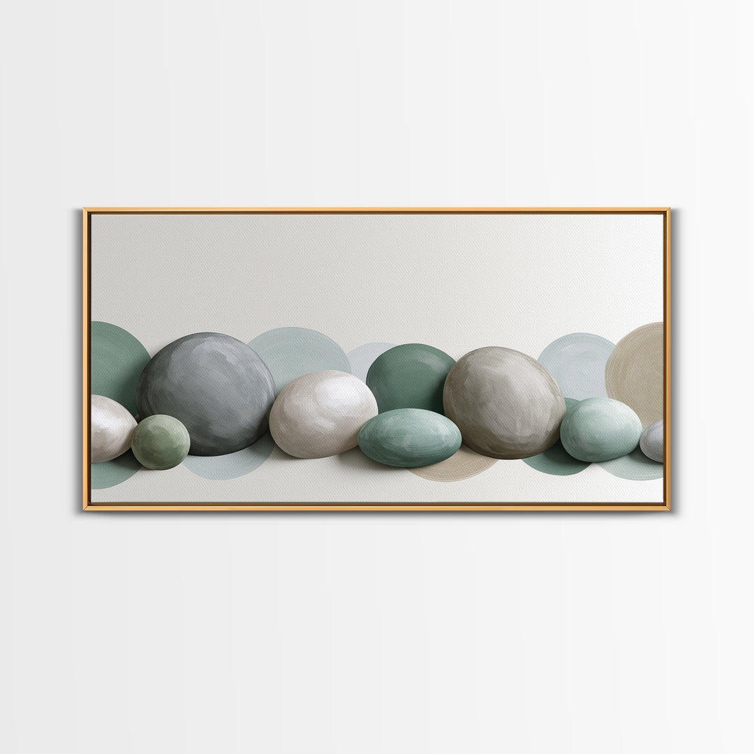 Pebble Texture Abstract Framed Canvas Print, Spa Art, Wall Decor, Spa Decor, Serenity, Minimalist Art, Feminine Wall Art, SPA-2x1-83