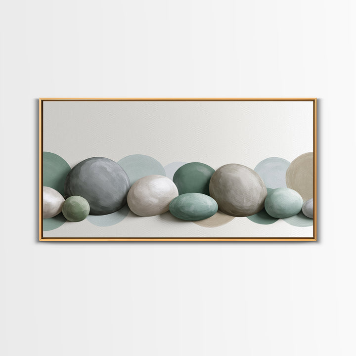 Pebble Texture Abstract Framed Canvas Print, Spa Art, Wall Decor, Spa Decor, Serenity, Minimalist Art, Feminine Wall Art, SPA-2x1-83