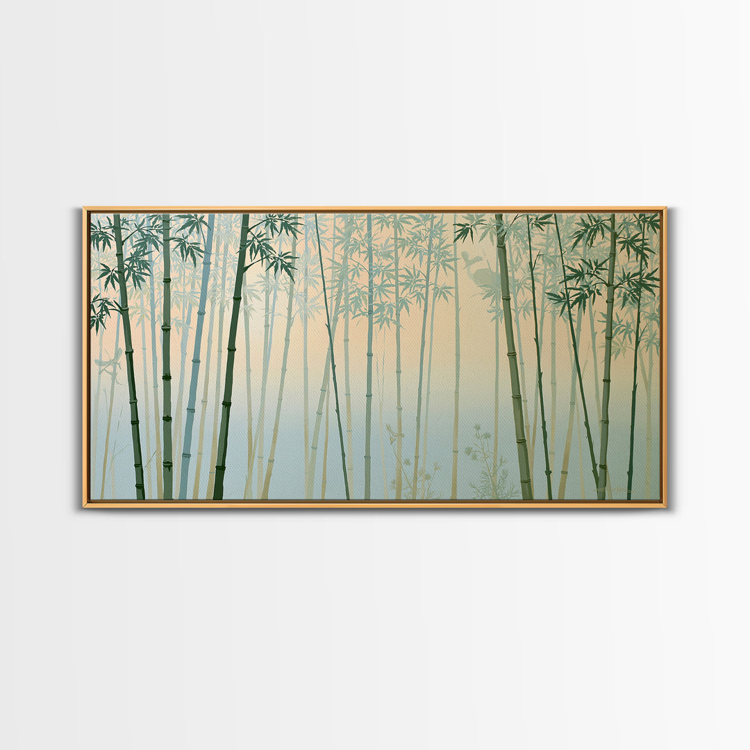 Misty Bamboo Forest Framed Canvas Print, Spa Art, Modern Home Decor, Spa Decor, Fine Art, Serenity, Neutral Decor, Modern Decor, SPA-2x1-97