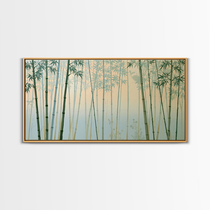 Misty Bamboo Forest Framed Canvas Print, Spa Art, Modern Home Decor, Spa Decor, Fine Art, Serenity, Neutral Decor, Modern Decor, SPA-2x1-97