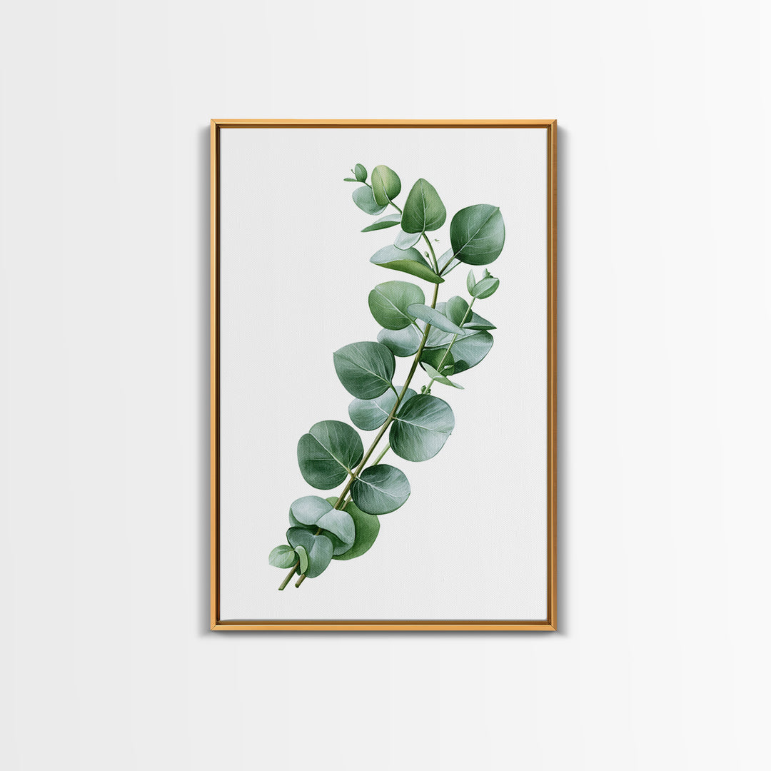 Eucalyptus Branch in Soft Green Watercolor Canvas Print, Spa Art, Textured Painting, Spa Decor, Serenity, Travel Poster, SPA-2x3-11