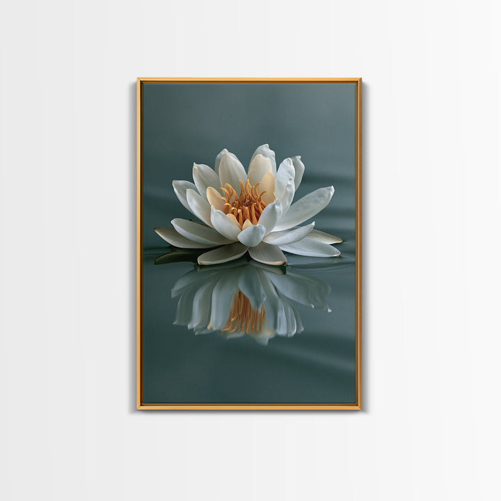 Lotus Flower Floating on Still Pond Framed Canvas Print, Spa Art, Black Woman Art, Spa Decor, Serenity, Modern Home Decor, SPA-2x3-12