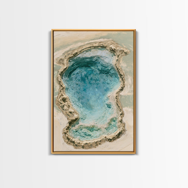 Blue Lagoon Water Seen from Above Framed Canvas Print, Spa Art, Salon Decor, Spa Decor, Fine Art, Serenity, Statement Artwork, SPA-2x3-28